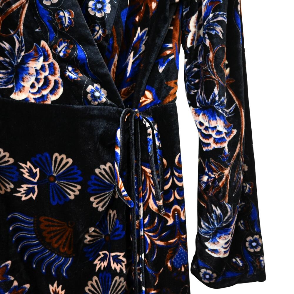 Farm Rio Arabesque Mix Scarves Wrap Velvet Mini Dress Size L - Picture 6 of 12